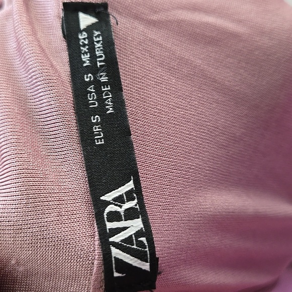 Zara Mauve Pink Slinky Ruched Bodycon Dress Mini with Dolman Sleeves Size S - Picture 10 of 13
